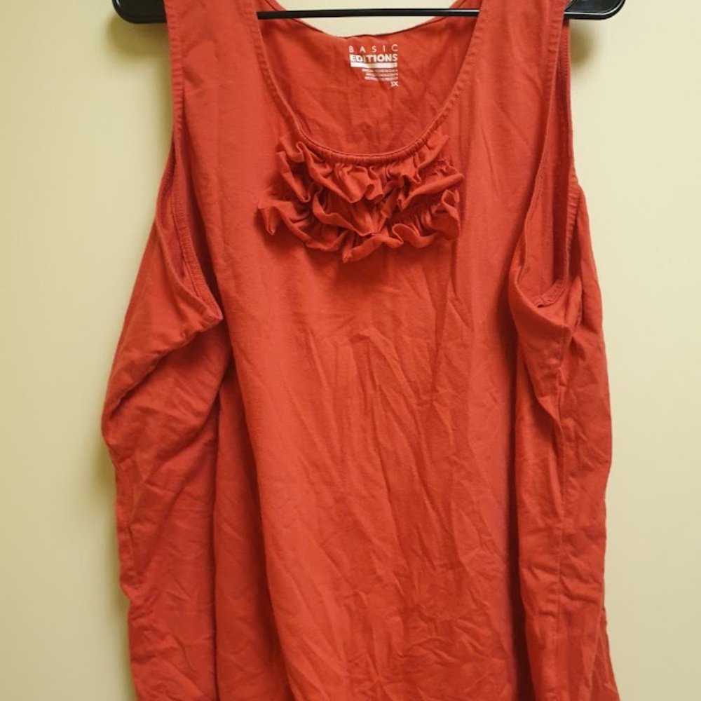S8 - Basic Edition 3x 22 24 Orange Tank Top Blouse Shirt Ruffle
